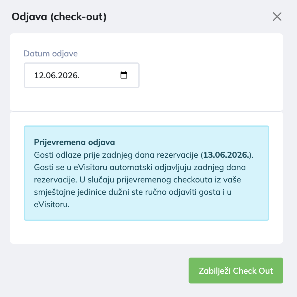 Ekran Odjava (check-out)