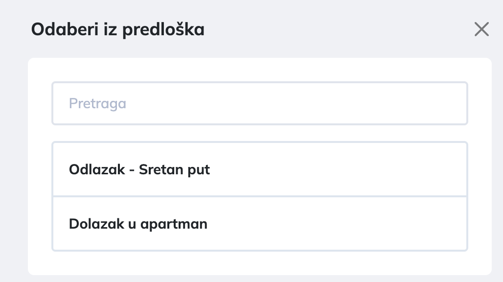 Prozor Odaberi iz predloška