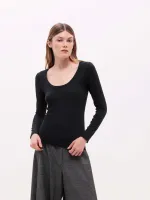 Ženska majica s dugim rukavima od modala i kašmira