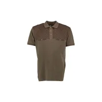 Muška polo majica s džepovima OS Trachten smeđe-zelena - 100% pamuk