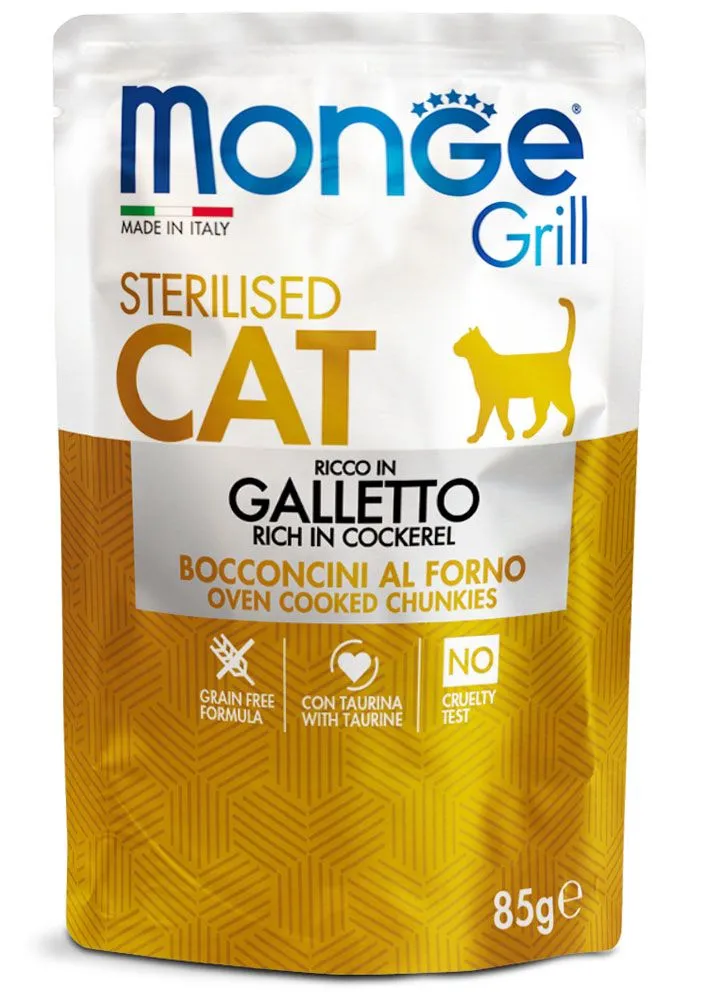 MONGE CAT GRILL 85G STERILISED PILETINA